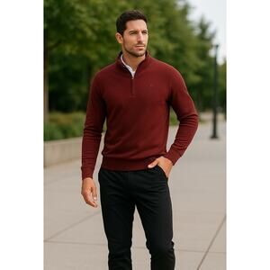 Rhone Commuter Quarter Zip Sweater Mens Small Tawny Port Red Golf $128 NWT